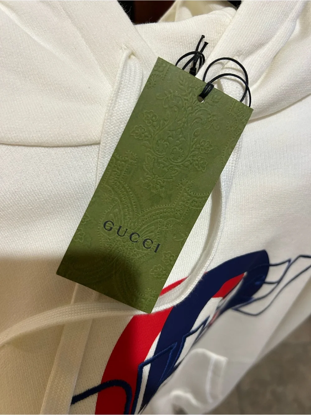 Men's Gucci jersey, cotton hoodie, locking G graphic logo size large made Italy